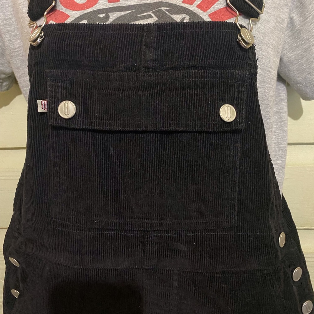 Y2K Black Corduroy Jumper Overall Dress Vest Back SZ‎ 6 Relaxed Fit Western - Picture 11 of 16